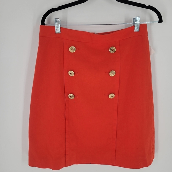 J. Crew Dresses & Skirts - J Crew Marine Orange High Waist Linen Skirt Size 6 New